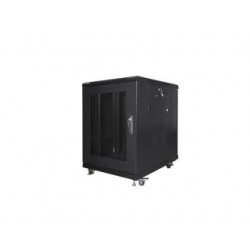 Szafa instalacyjna stojąca 19" 15U 600x800 czarna drzwi perforowane LCD Lanberg (flat pack)